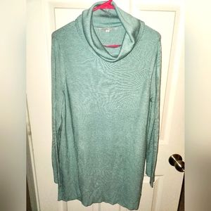 Adrienne Vittadini Women Cowl Neck blue Sweater Long Sleeves Slit Side Size XL-